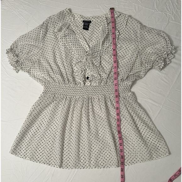 Torrid Retro Romantic Ruffle Chiffon Polka Dot Prairie Blouse Size 1X and 14 - Picture 4 of 6
